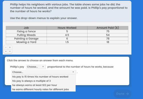 Philp helps his neighbors with various jobs. The table shows some jobs he did, the number of hours