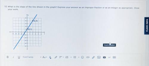 . What is the slope of the line shown in the graph7 Express your answer as an improper fraction or