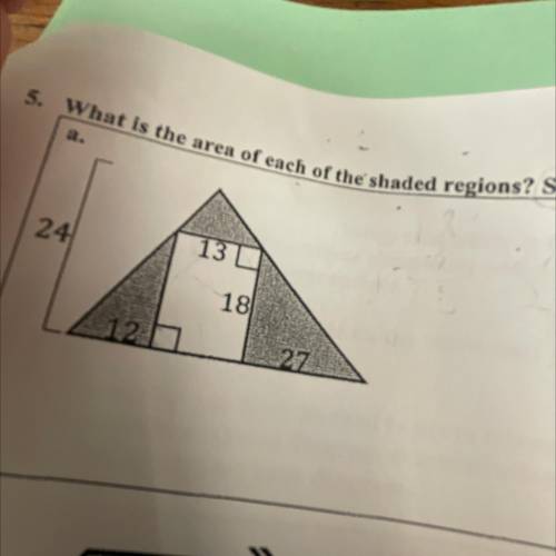 What is the area of each of the shaded regions? P