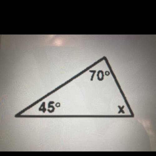 Find the value of the missing angle in the following Triangle x= _________ degrees