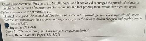 Based on the Quotes (A and B), Draw Conclusions how religious leaders felt about new ideas?