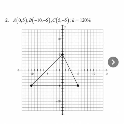 Graph the polygon and its image after a dilation scale factor of 120%