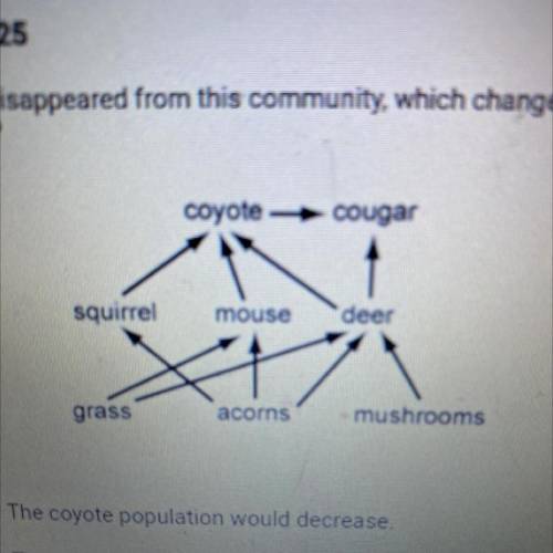 If all the deer disappeared from this community, which change would be most

likely to occur?
coyo