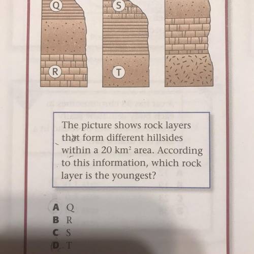 Column 1

Column 2
Column 3
Q
(S
R
T
The picture shows rock layers
that form different hillsides
w