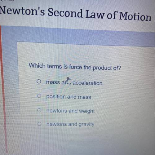 Which terms is force the product of?
