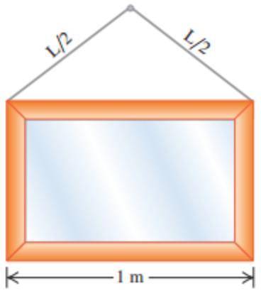 A heavy mirror that has a width of 2 m is to be hung on a wall as shown in Figure 5.48 . The mirror