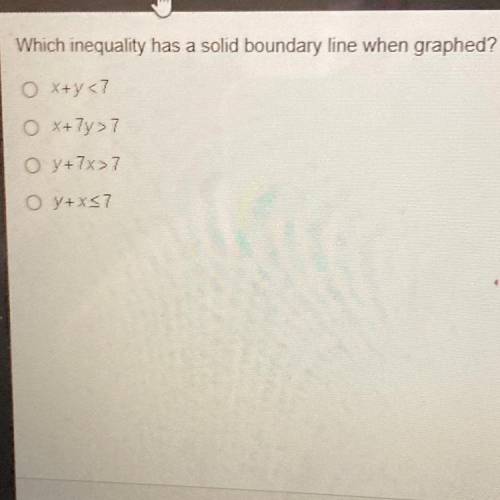 Which inequality has a solid boundary line when graphed?