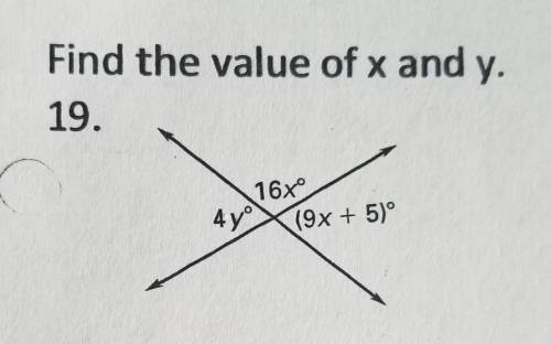 Find the value of x and y.I will give brainliest to the best awnser, thank you.