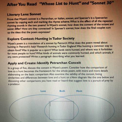 After You Read Whoso List to Hunt and Sonnet 30

Literary Lens: Sonnet
Prove that Wyatt's sonn