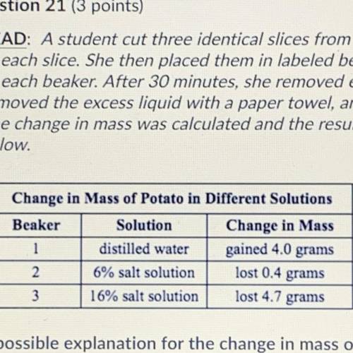 READ: A student cut three identical slices from a potato. She determined the mass

of each slice.