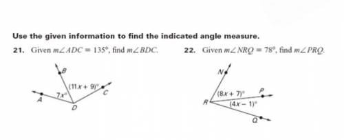 Use the Given information to find the indicated angle measure.SHOW WORK PLEASE