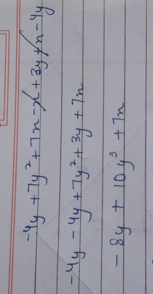 Who can help me solve this math problem? -4y+7y^2+7x-x+3y+x-4y