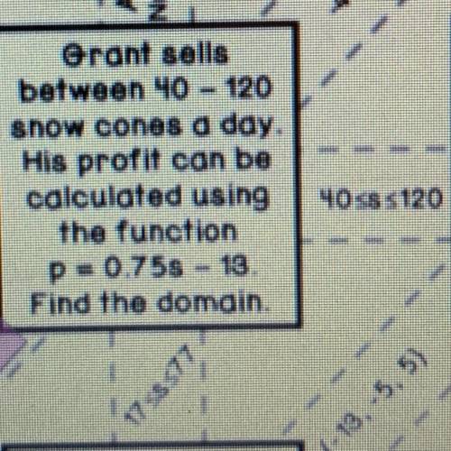 Grant sells between 40 - 120 snow cones a day. His profit can be calculated using the function

p
