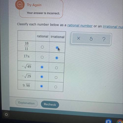 HELP PLSSS. Classify each number below as a rational number or an irrational number￼