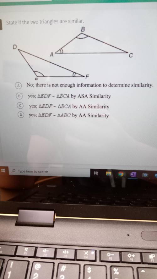 STATE IF THE TWO TRIANGLES ARE SIMILAR 
PLEASE HELP