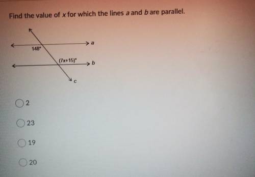 Find the value of x for which the lines a and b are parallel