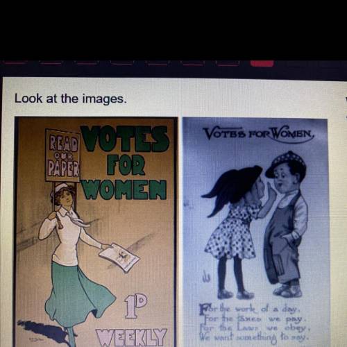 Look at the images.

Which sentence best describes a similarity between
the two historical posters