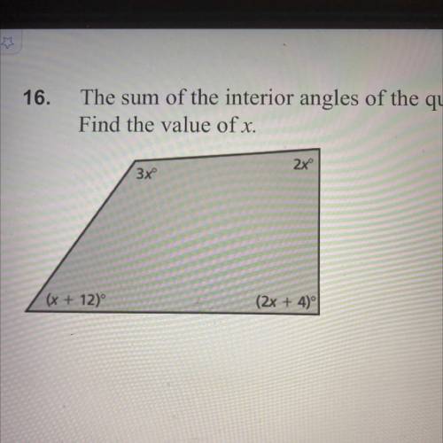Has to equal to 360* PLEASE HELP ASAP DUE TOMORROW