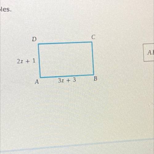 The perimeter of the rectangle below is 58 units. Find the length of side AB.

Write your answer w