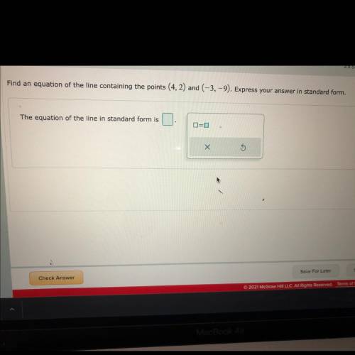 What is the equation of the line in standard from ?