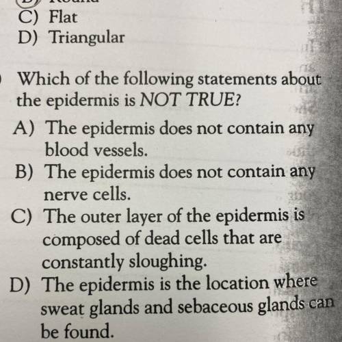 11) Which of the following statements about
the epidermis is NOT TRUE?