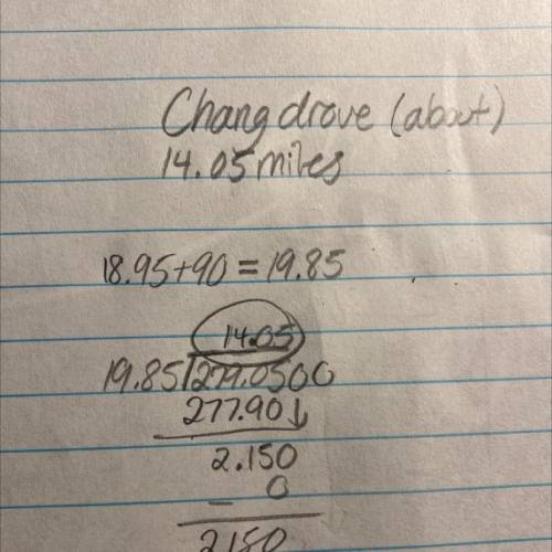 Chang rented a truck for one day. There was a base fee of $18.95, and there was an additional charge