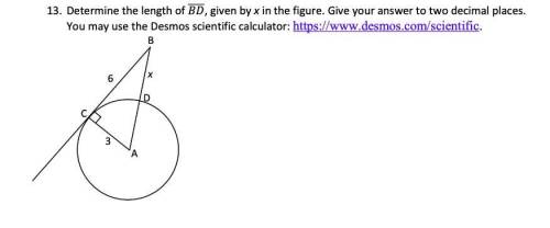 QUICK brainiest ASAP. Determine the length of , given by x in the figure. Give your answer to two d