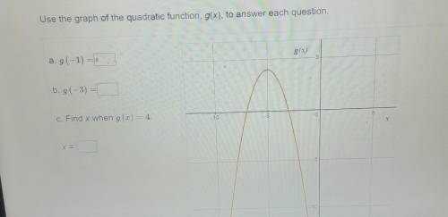 Use the graph of the quadratic function, g(x), to answer each question.

a. g(-1) = b.g(-3) = c. F