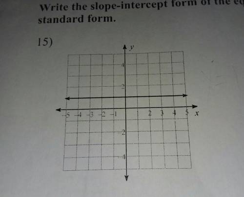 The questions is - What is the slope intercept? Then convert your answer to standard form.

please
