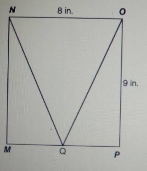 Triangle woongo is inscribed in rectangle nnor Point o divides me into two equal parts.

What is t