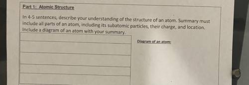 In 4-5 sentences, describe your understanding of the structure of an atom. Summary must

include a