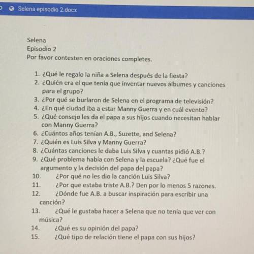 Answer these questions please! I don’t know it and I need it done ASAP. You can write it in English