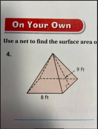 Use a net to find the surface area of the square pyramid.