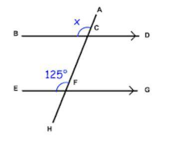 In the fig.BD || EG and x= 125˚ . Identify the angle property used.