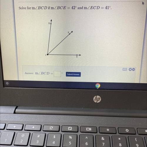 Solve for m angle BCD if m angle BCE=42^ and m angle ECD=41^