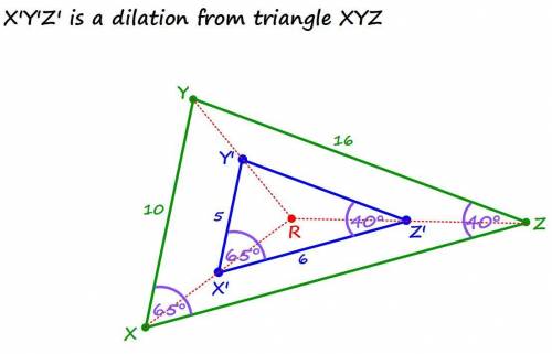 What is the scale factor that take triangle XYZ to X'Y'Z'?