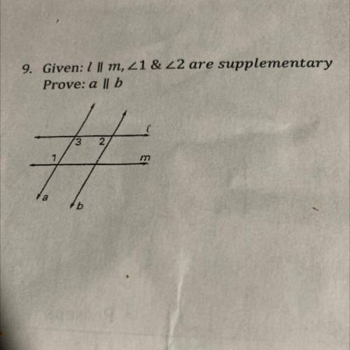 Given: L || m, 21 & 22 are supplementary
Prove: a Il b