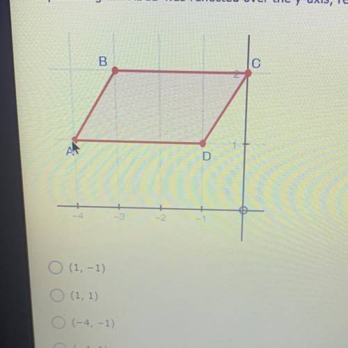 If parallelogram ABCD was reflected over the y-axis, reflected over the x-axis, and rotated 180°, w