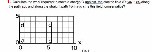 Calculate the work required to move a charge Q against the electric field E= yax + xay along the pa
