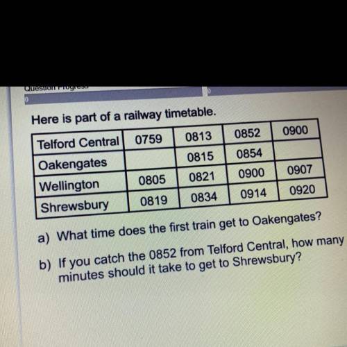 Here is part of a railway timetable (picture attached)
