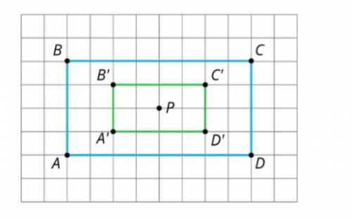 The scale factor of the blue rectangle to the green rectangle (p is the center of dilation) is ____