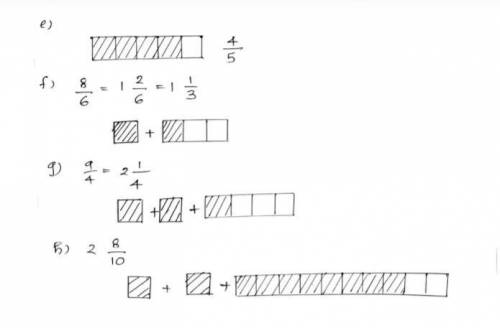 illustrate the following fraction s on your notebook a)2/3 b)7/9 c)10/12 d)8/12 e)4/5 f)8/6 g)9/4 h)