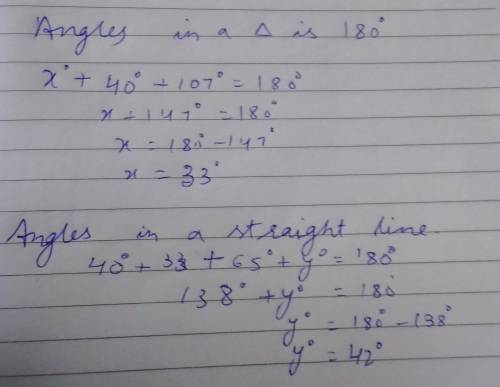 In the given figure, find the value of x and y ?