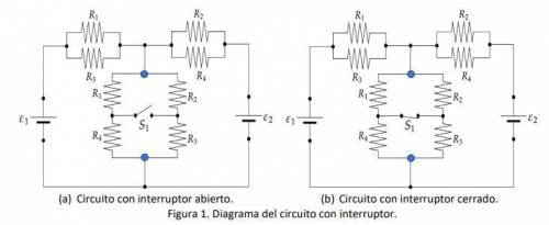 El diagrama del circuito de la figura 1 tiene los siguientes valores: 1 = 6,00 V, 2 = 4,00 V, y las