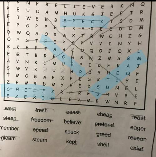 Word search Eager, speck member, steam, shelf,