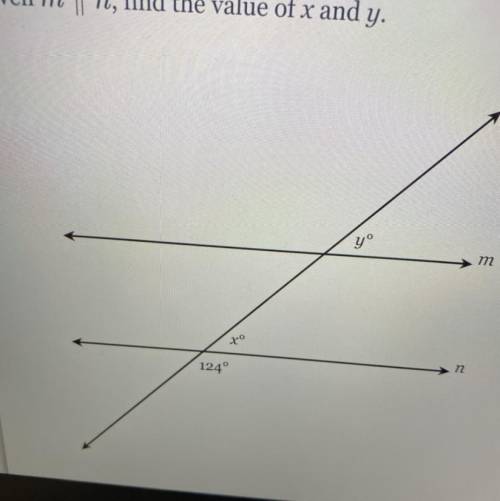 Given m||n find the value of x and y