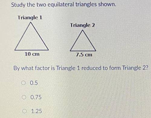 By what factor is Triangle 1 reduced to form Triangle 2?