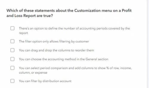 Which of these statements about the Customization menu on a Profit and Loss Report are true? (see s