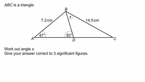 Abc is a triangle work out angle x give your answer correct to 3 significant figures HELPPPP