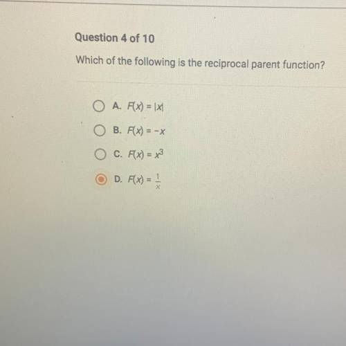 Which of the following is the reciprocal parent function?